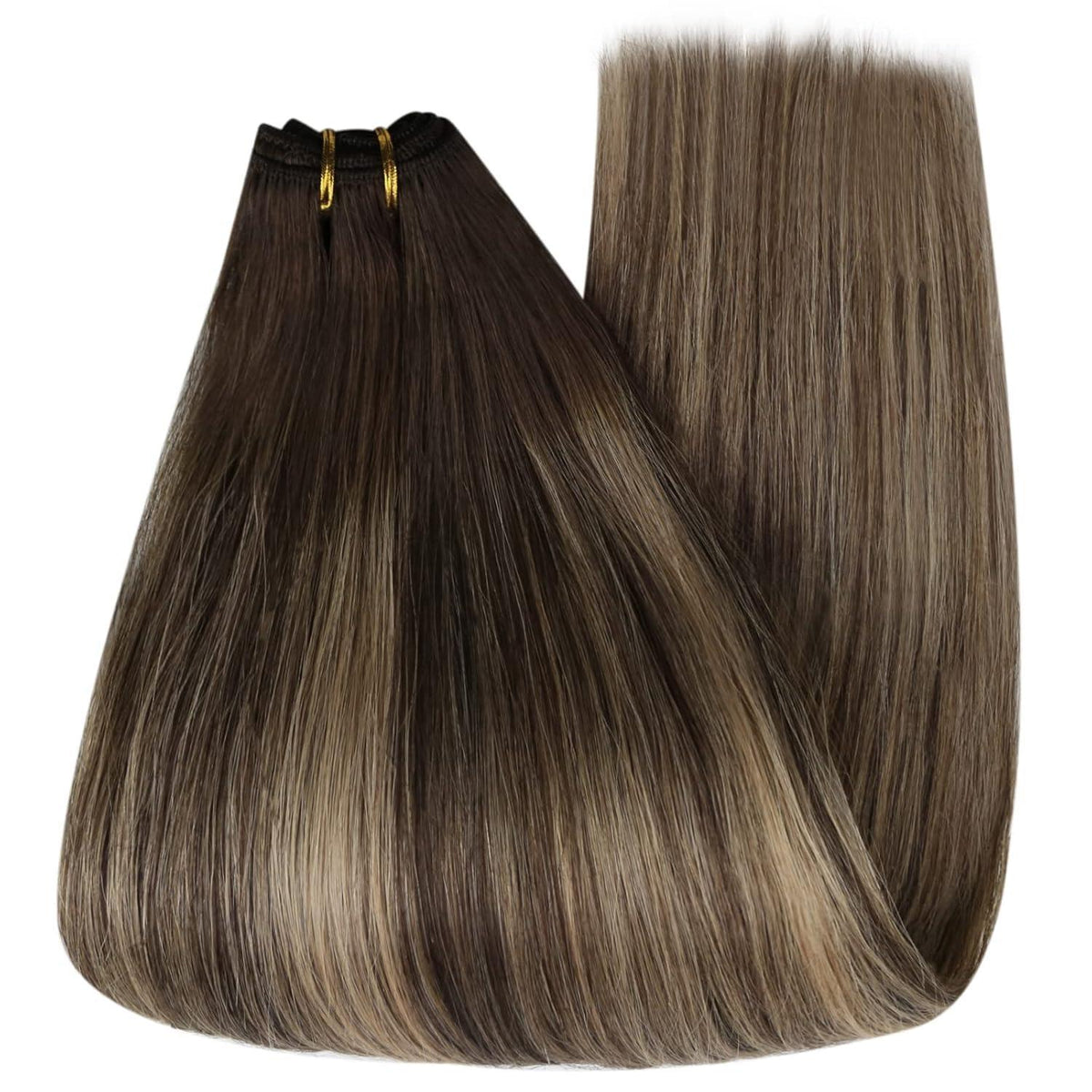 Echthaar Tressen Ombre 40cm - Dunkelbraun mit Blond