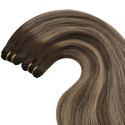Echthaar Tressen Ombre 40cm - Dunkelbraun mit Blond