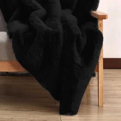 Flauschiger Kunstfell Teppich Schwarz 180x270 cm – Weicher Wohnteppich