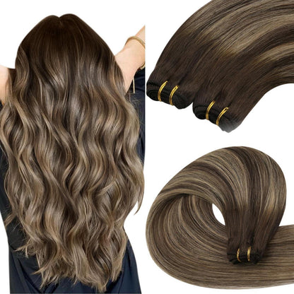 Echthaar Tressen Dunkelbraun 50 cm – Remy Weft Extensions