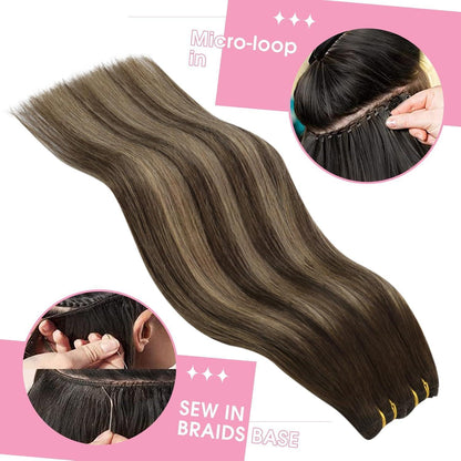 Echthaar Tressen Dunkelbraun 50 cm – Remy Weft Extensions