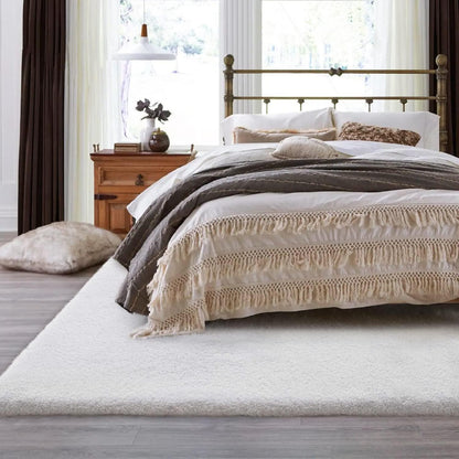 Flauschiger Fellteppich Weiß 240x300 cm - Wohnzimmer Schlafzimmer