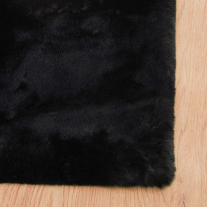 Flauschiger Kunstfell Teppich Schwarz 120x180 cm – Wohnzimmer & Schlafzimmer