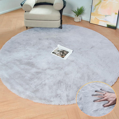 Runder Fellteppich Grau 150cm - Flauschiger Kunstfell Teppich