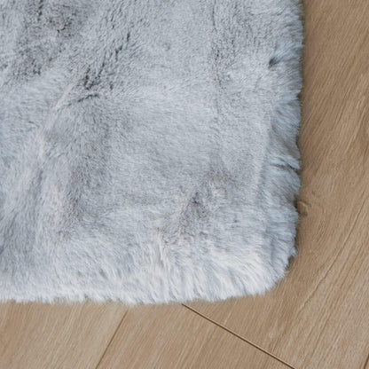 Runder Fellteppich Grau 150cm - Flauschiger Kunstfell Teppich