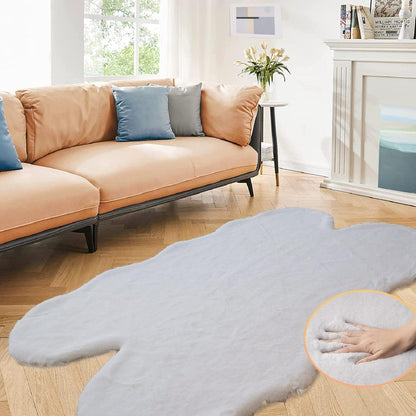 Flauschiger Fellteppich Grau 120x180 cm – Weicher Kunstfell Teppich