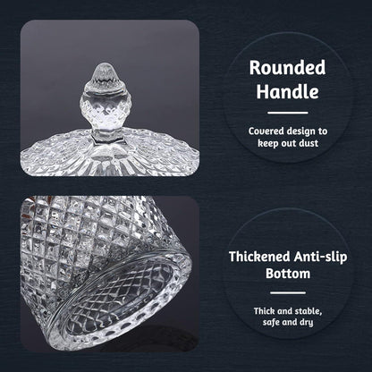 Kristallglas Zuckerdose mit Deckel - Transparente Süßigkeiten Snacks