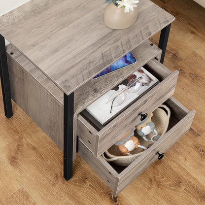 Nachttisch mit Ladestation und USB-Anschlüssen, Modern, 40 x
