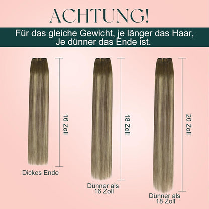 Echthaar Tressen Ombre Blond - Haarverlängerung 50cm