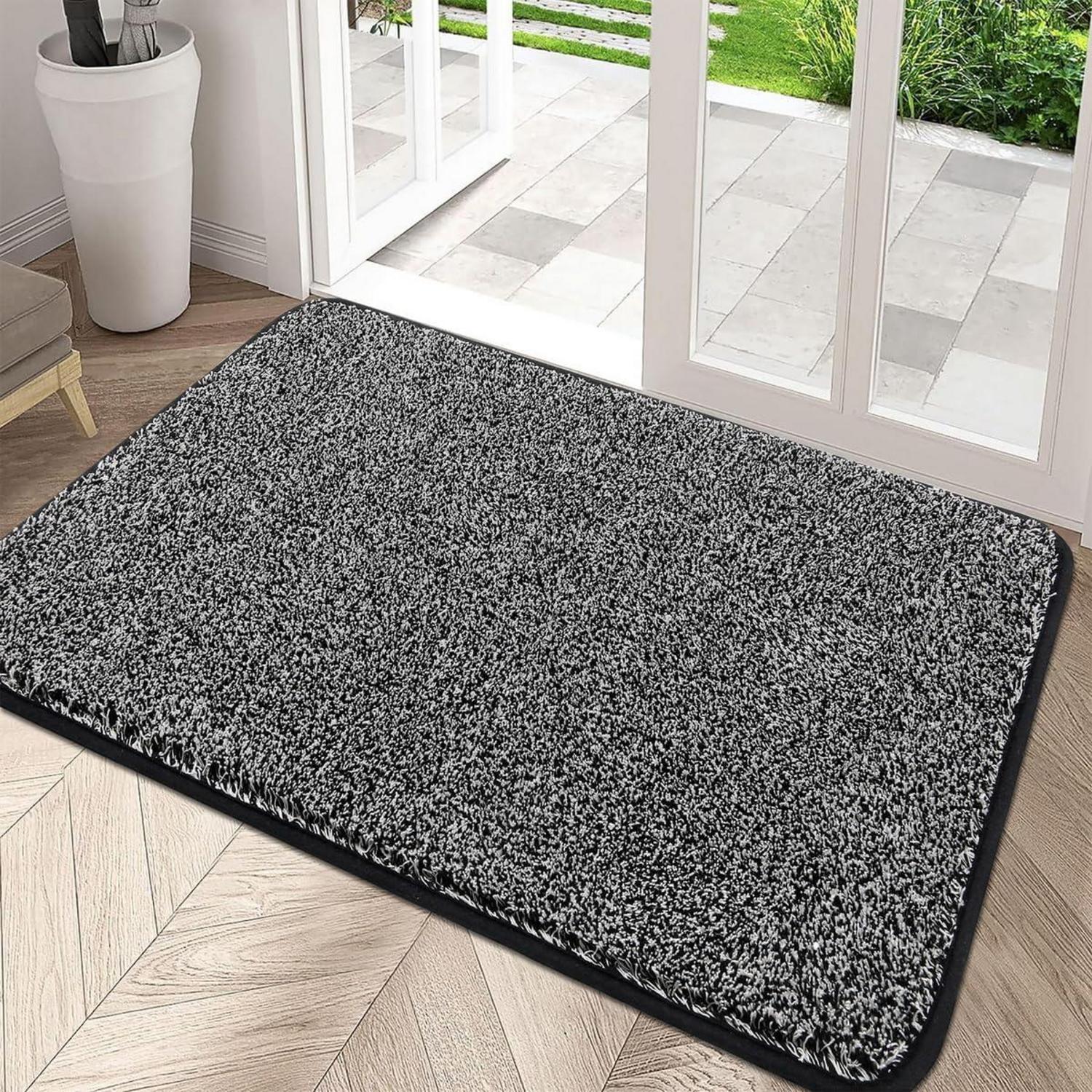 Große Schwarze Fußmatte 90x150cm Rutschfest Waschbar Schmutzfänger