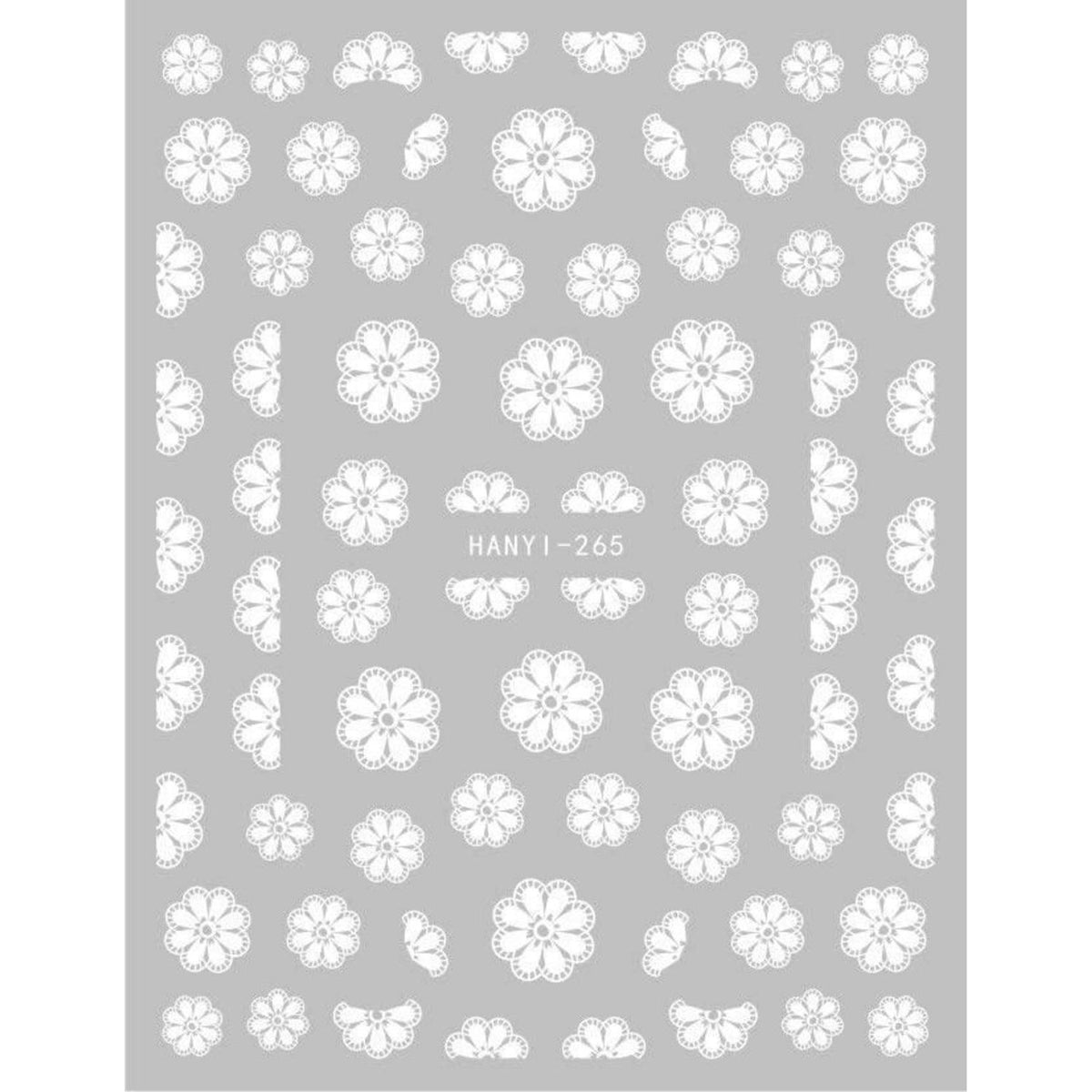 Frühlings-Nagelsticker: Weiße Blumen, Schmetterlinge & Blätter