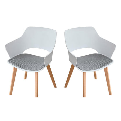 2er Set Esszimmerstühle mit Stoffpolster & Massivholzbeinen