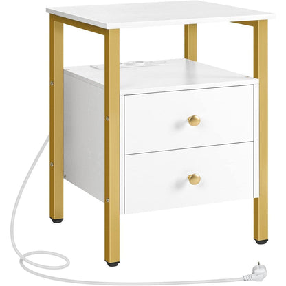 Nachttisch mit Ladestation, Beistelltisch, 2
