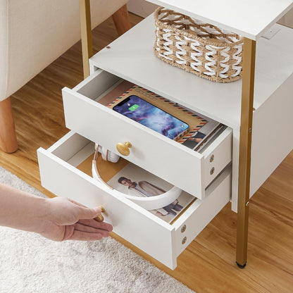 Nachttisch mit Ladestation, Beistelltisch, 2