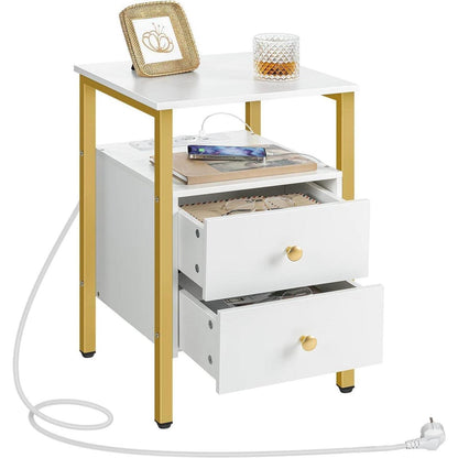 Nachttisch mit Ladestation, Beistelltisch, 2