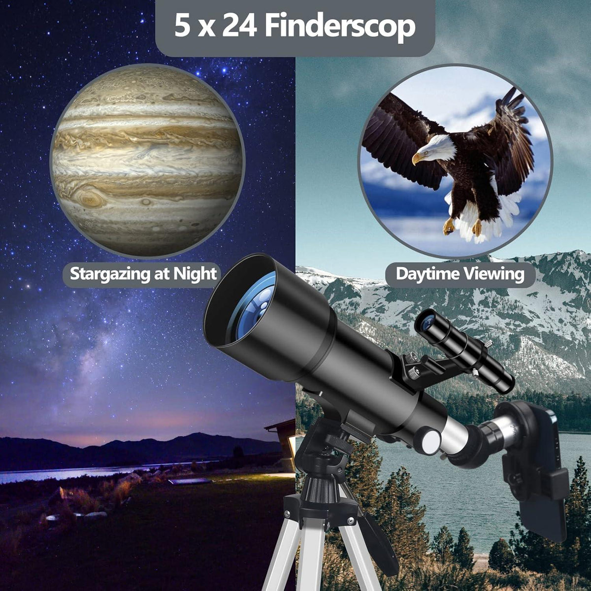 Teleskop Astronomie 70/400mm für Anfänger mit Stativ und Sucherfernrohr