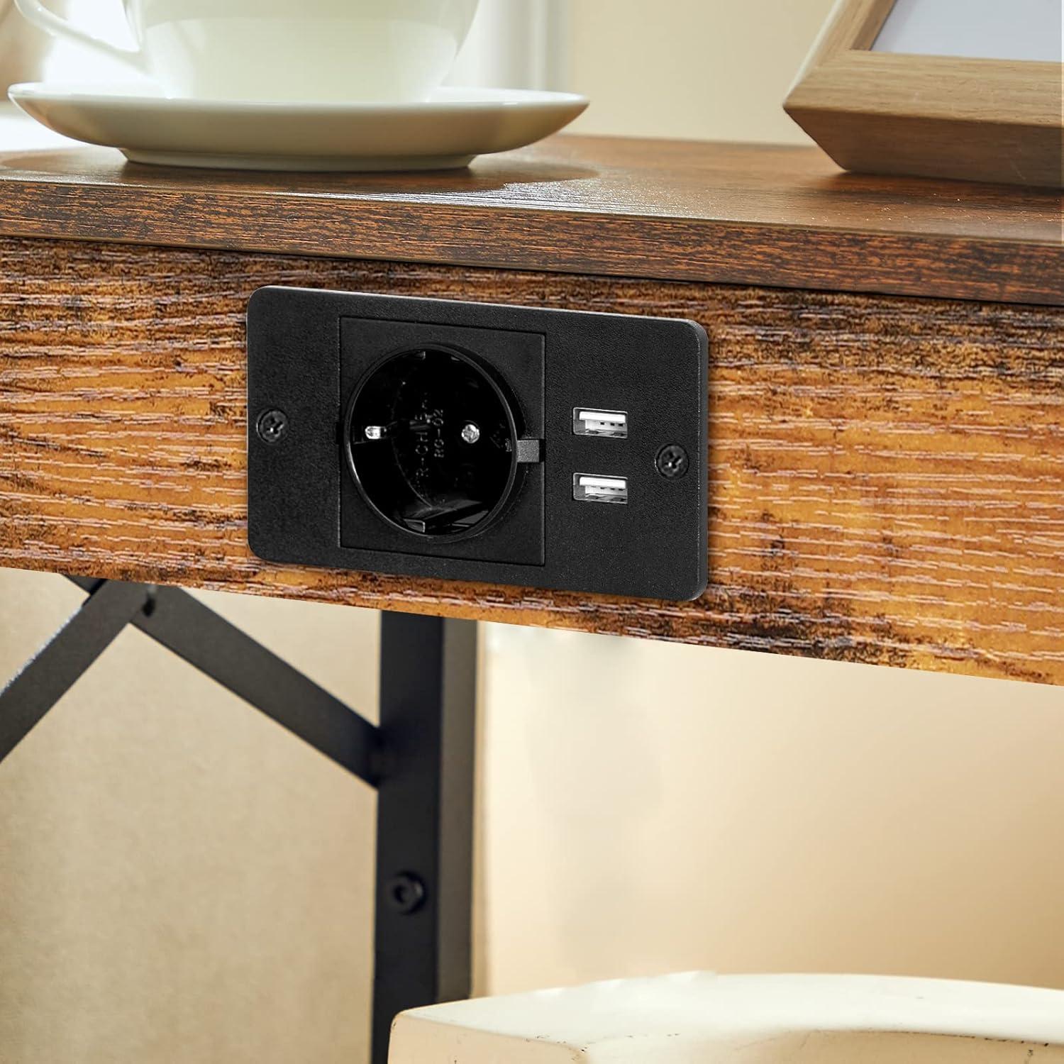 Nachttisch mit Ladestation Klappschublade USB-Anschlüsse Steckdose