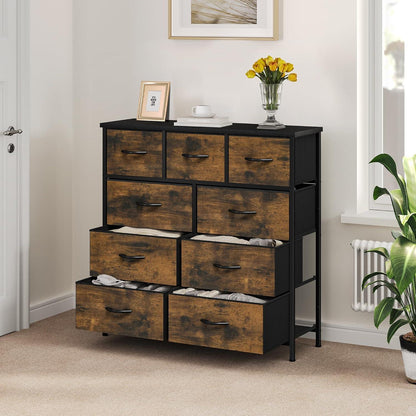 YITAHOME Kommode mit 9 Schubladen Stoff Industrial Stil