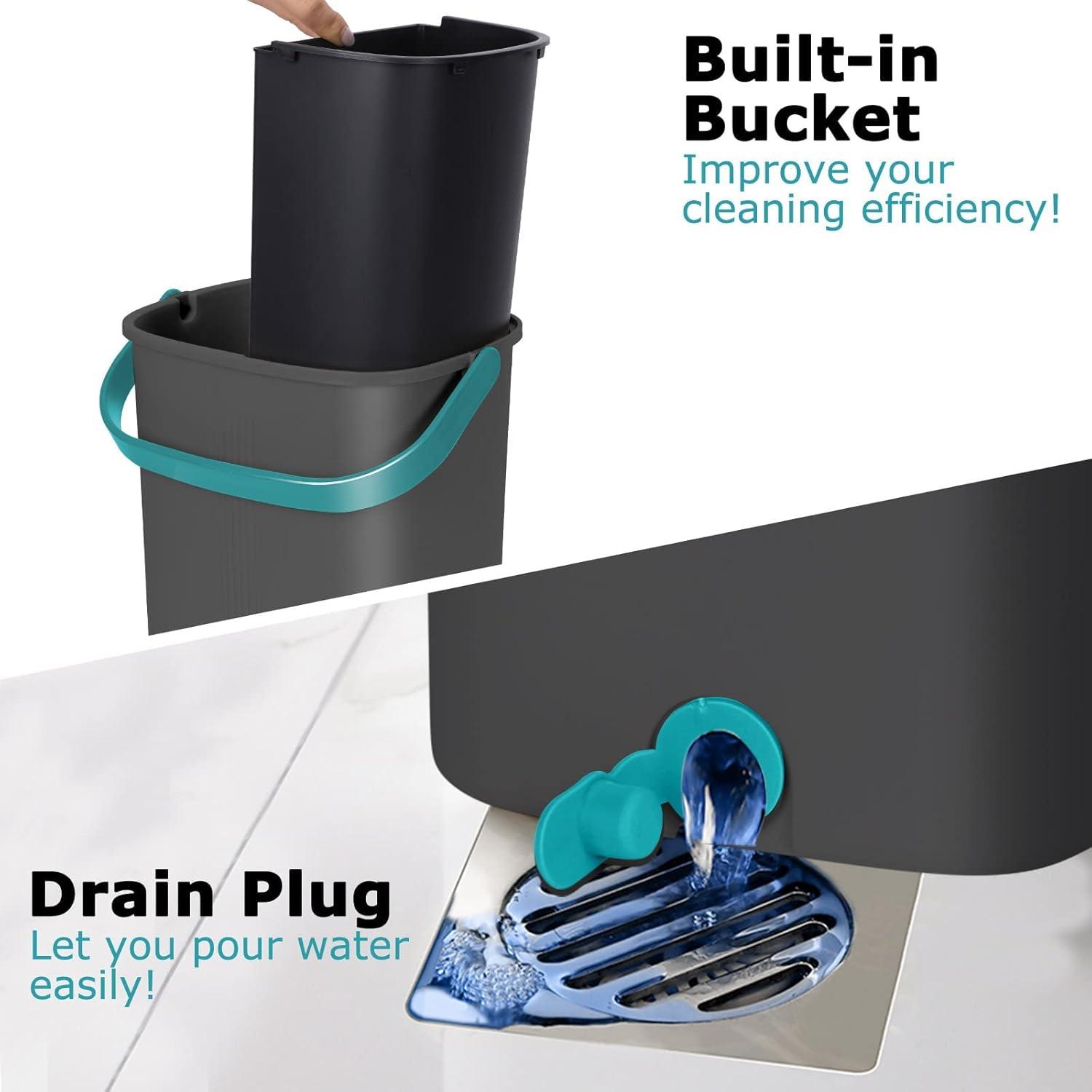 Masthome Wischmopp Set mit Eimer, 6 Mikrofaser Pads, 2in1 Edelstahl, für