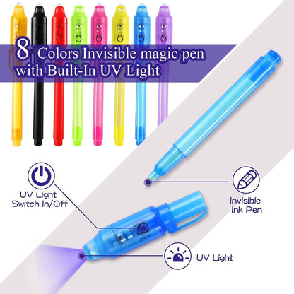 Geheimstift Set mit UV-Licht & Notizblöcken – 16er Pack