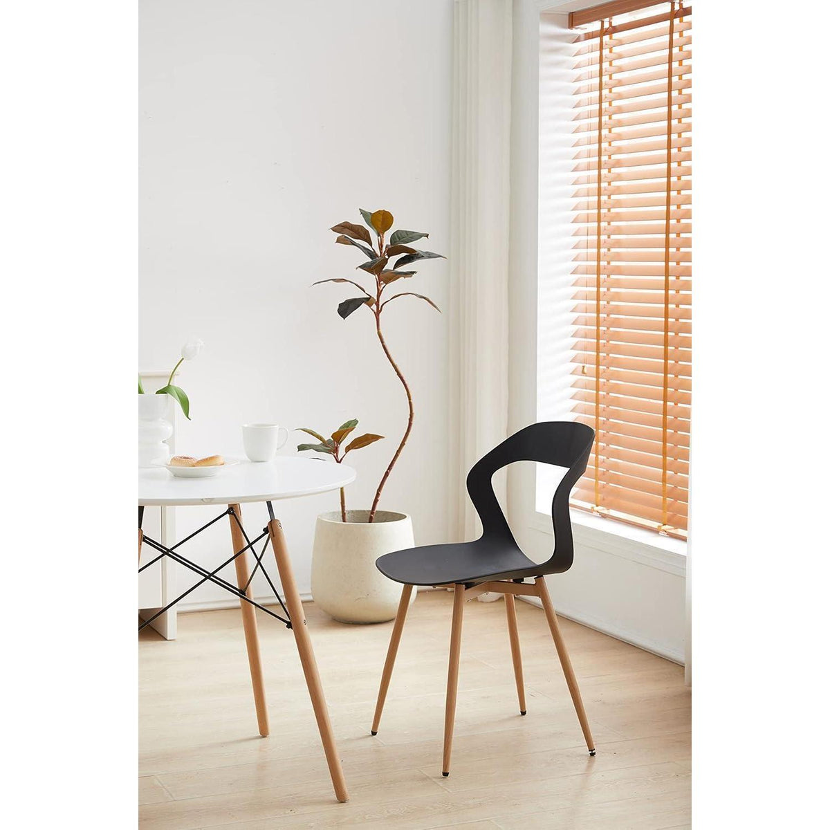Moderner Esszimmerstuhl 6er-Set Schwarz & Natürliche Farbe