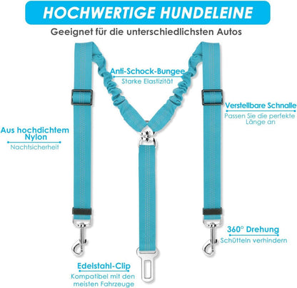 SlowTon Anschnallgurt Hund Auto 2in1 Sicherheitsgurt elastisch