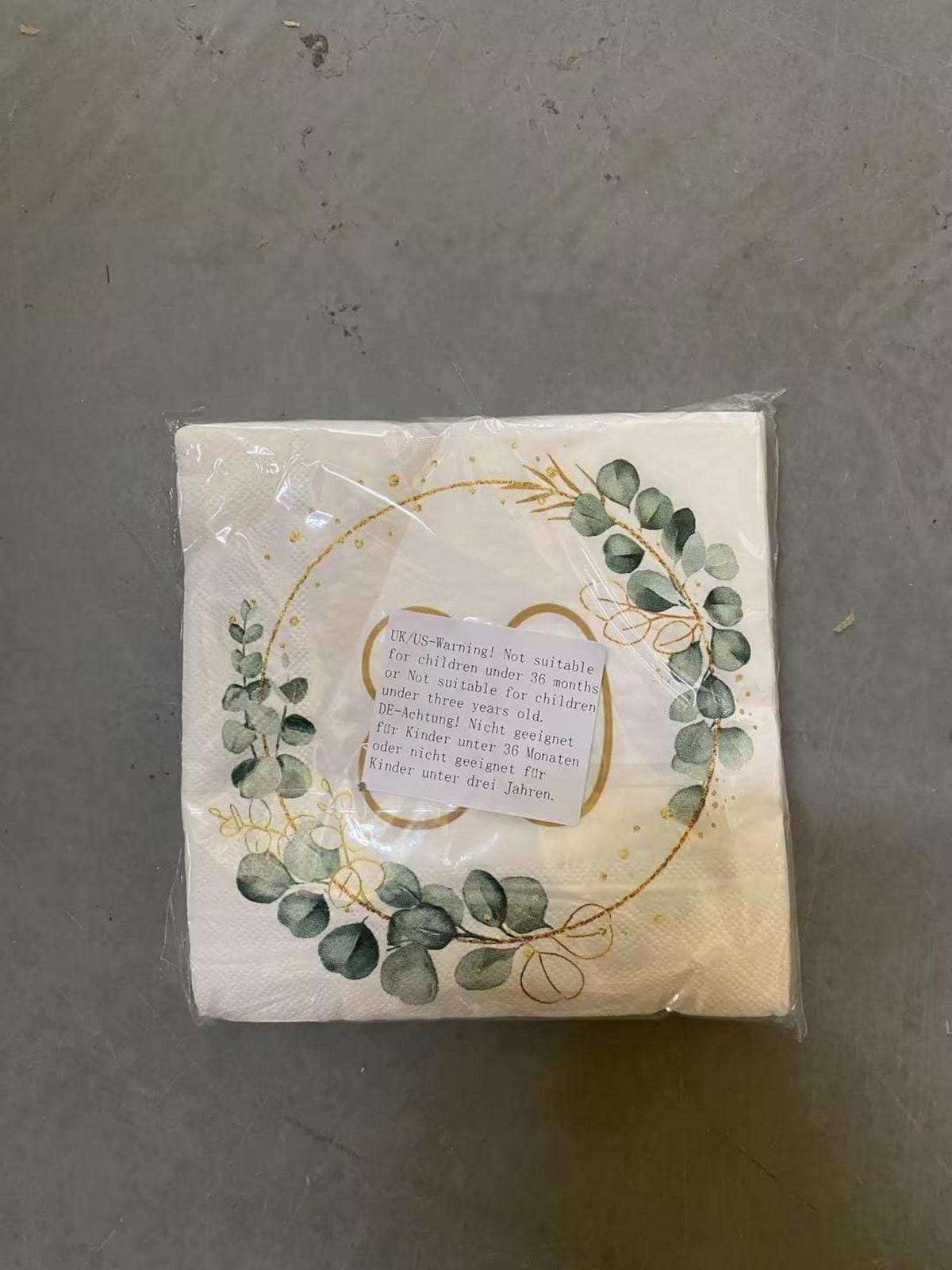Servietten 80. Geburtstag Eukalyptus Gold Grün 40er Packung