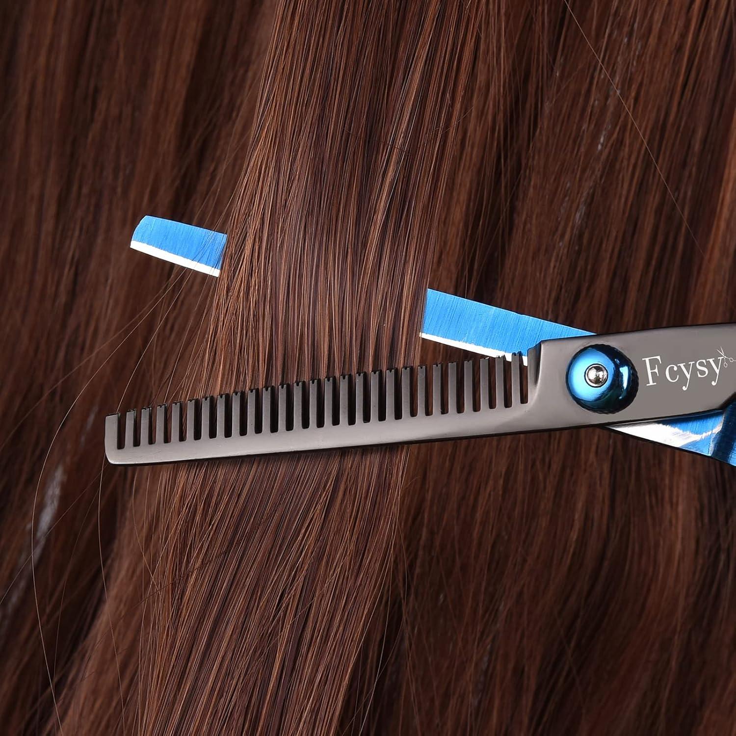 Friseurschere Haarschneideschere Effilierschere Set Profi-Blau 11 Stk Fcysy