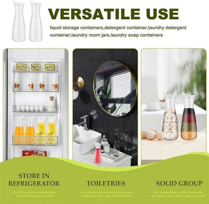 Wasserkaraffe 2er Set Kunststoff 1L Deckel Ausgießer Saft Eistee