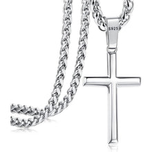 Sterling Silber Kreuz Halskette 925 Weizenkette 30 Zoll