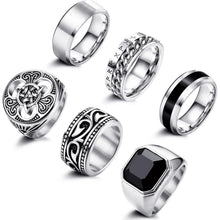 6er Set Herrenringe Edelstahl Keltische Knoten Wikinger Siegelringe