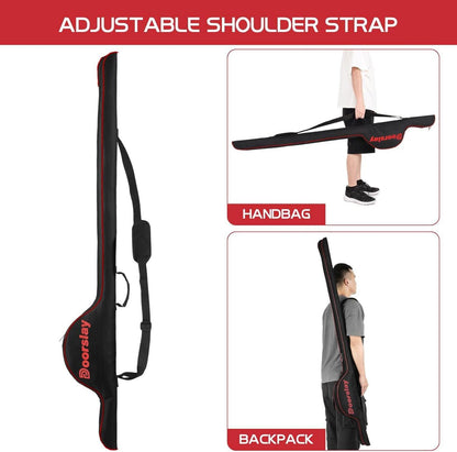 Angeltasche Rutentasche 160 cm Tragbar Faltbar Große Kapazität Schwarz Rot