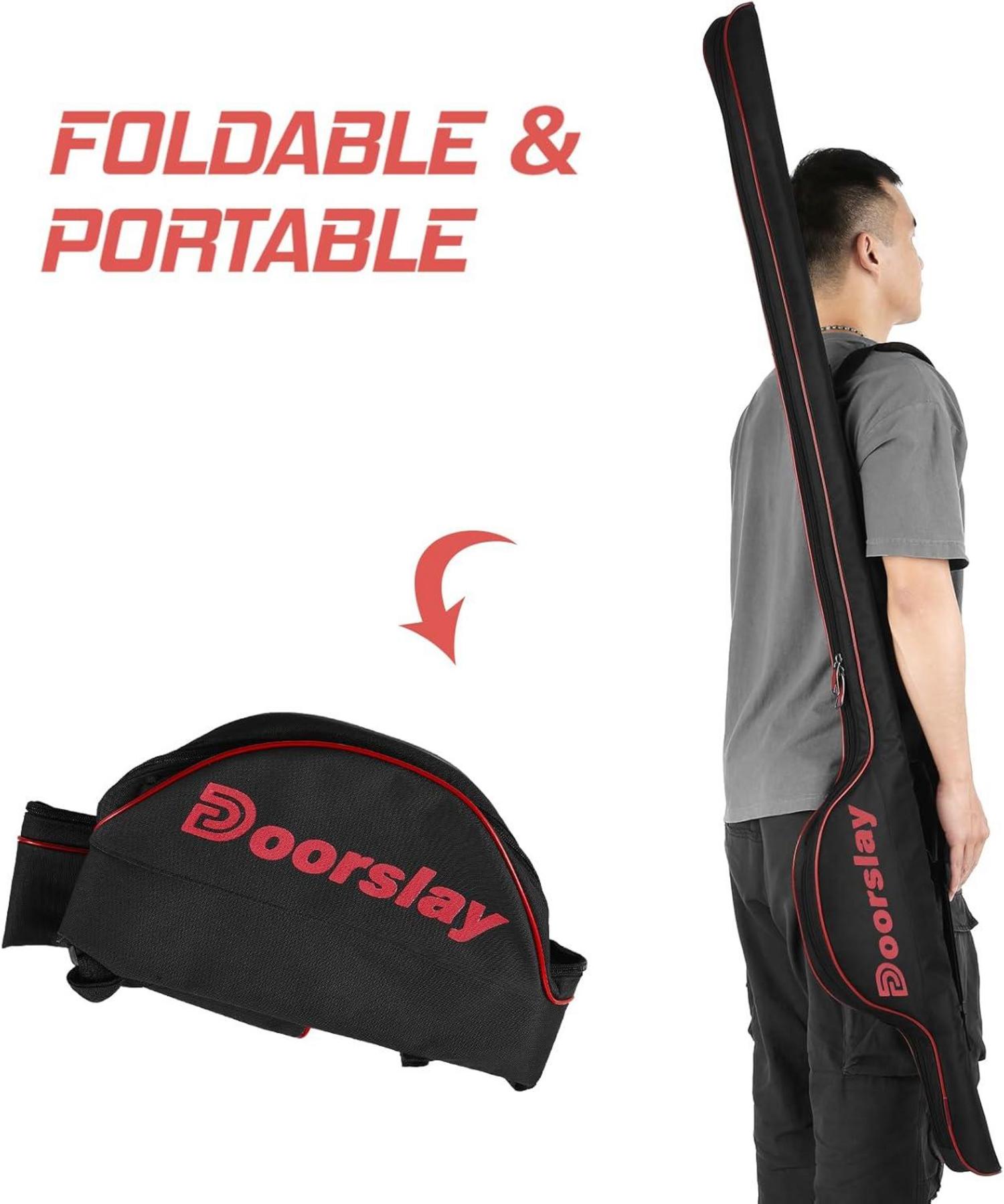Angeltasche Rutentasche 160 cm Tragbar Faltbar Große Kapazität Schwarz Rot