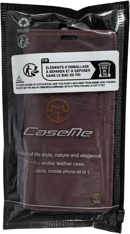 Premium Lederhülle Samsung Galaxy A54 5G Flip Case Weinrot