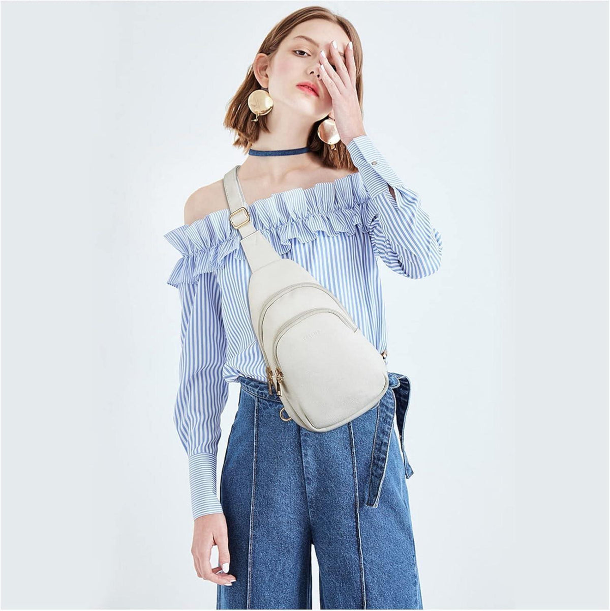 Telena Damen PU Leder Umhängetasche Crossbody Brusttasche