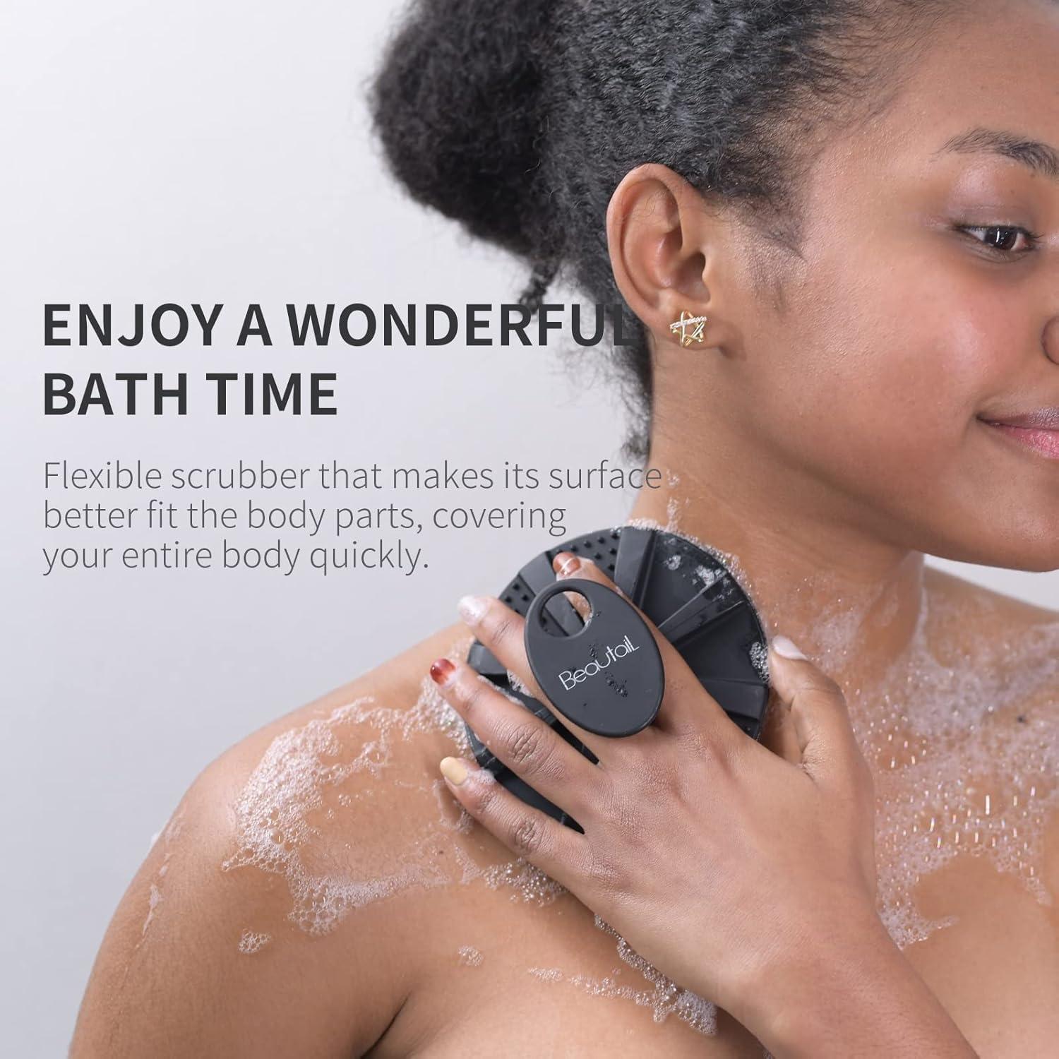 Silikon Körperbürste Peeling Badebürste Hygienisch Schwarz