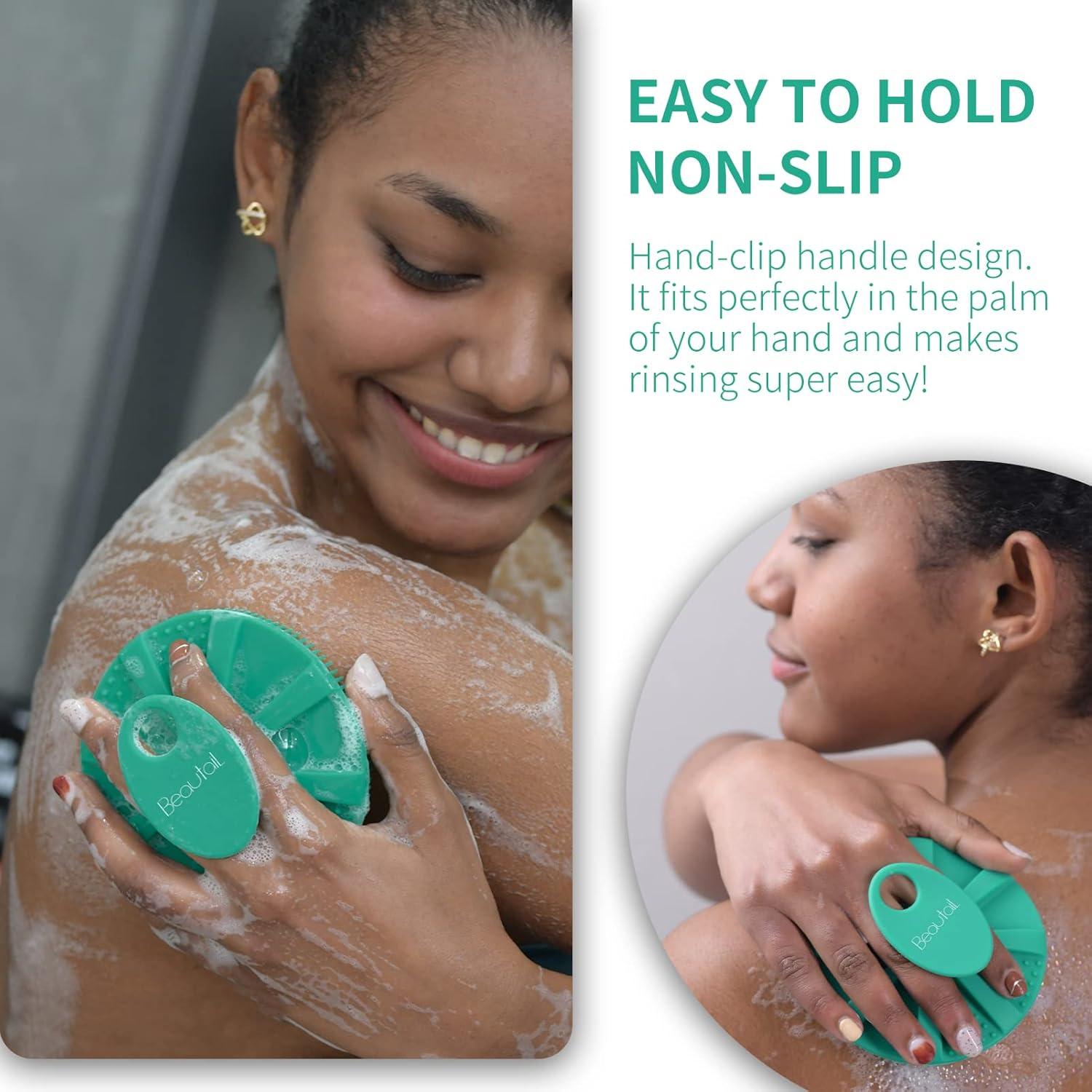 Silikon Körperbürste für sanftes Peeling - Badebürste, Hygienisch, Grün