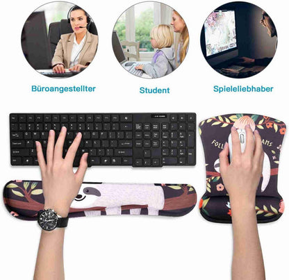 Ergonomisches Mauspad Gelkissen Handauflage Tastatur Set - Abwaschbar, Rutschfest, Größe: 44 x 8 x 2,5 cm, 25 x 20,2 x 2,5 cm