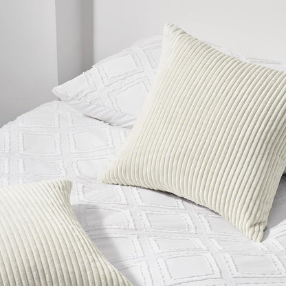 Topfinel Kissenbezug 40x40 Creme Kordsamt 2er Set gestreiftes Muster Sofakissen