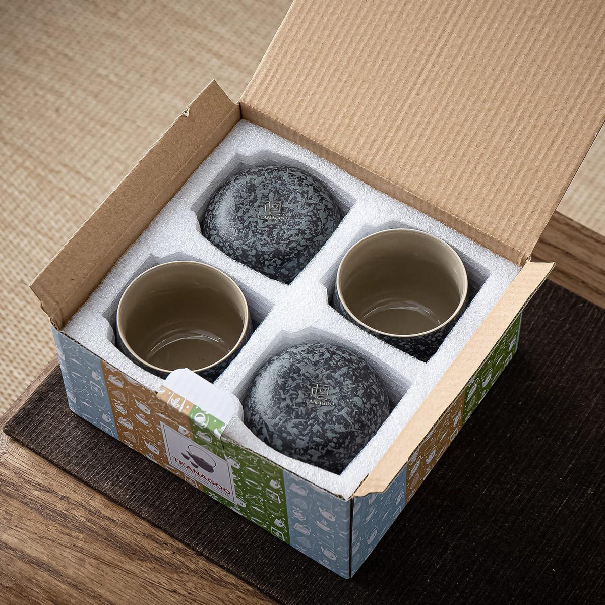 TEANAGOO Japanische Teetassen Anthrazitgrau 4er Set 7,2Oz 205ml
