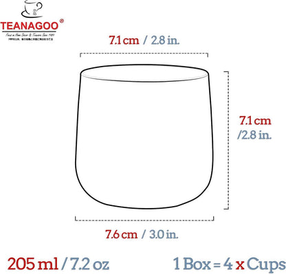 Japanische Teetassen 4er Set Anthrazitgrau 205ml Keramik H17