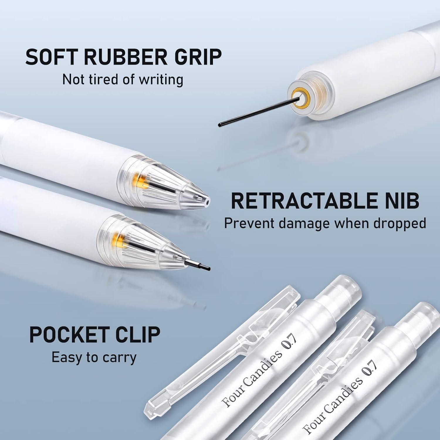 Pastel Druckbleistift Set 3 transparente 0,7mm Bleistifte mit Minen 3