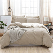 Bettwäsche Set 200x200 Baumwolle 3tlg Aprikose Stone Washed