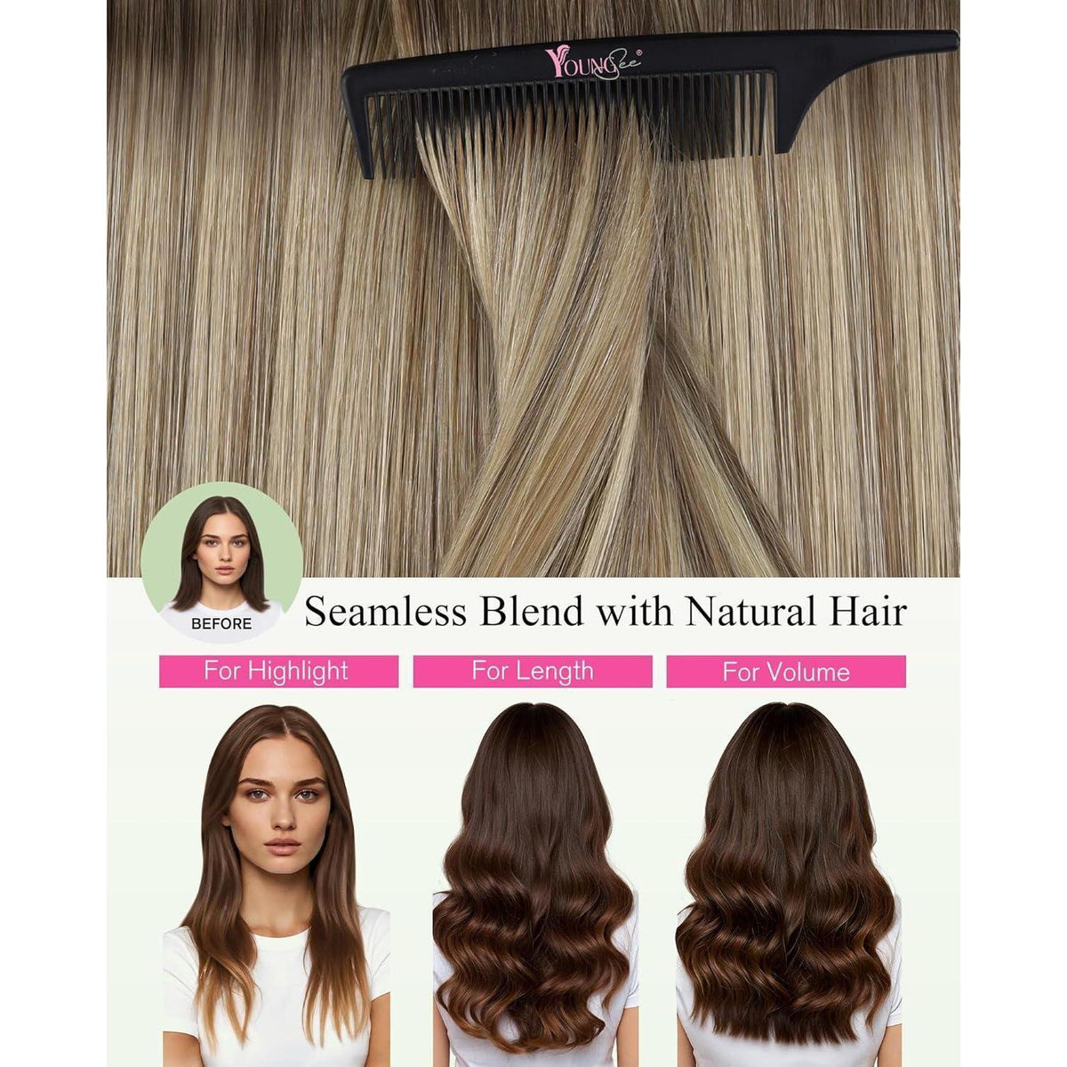 Braune Ombre Tape-in Haarverlängerung Echthaar 50cm