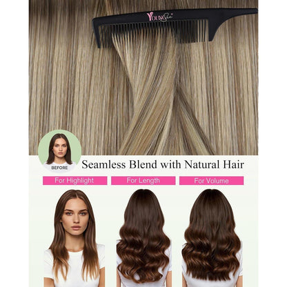 Braune Ombre Tape-in Haarverlängerung Echthaar 50cm
