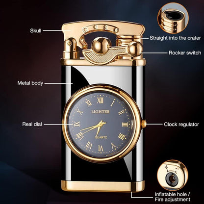 Hochwertiges Jet Feuerzeug mit Uhr und Winddichtem Design, Schwarz