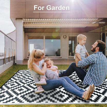 CHOSHOME Balkon Teppich 120x180cm Schwarz UV Beständig