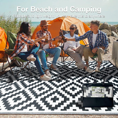 CHOSHOME Balkon Teppich 120x180cm Wetterfest Outdoor Schwarz UV Beständig