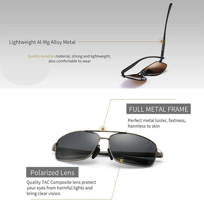 SUNGAIT Ultraleichte Polarisierte Rechteckige Herren Sonnenbrille UV400 CAT 3