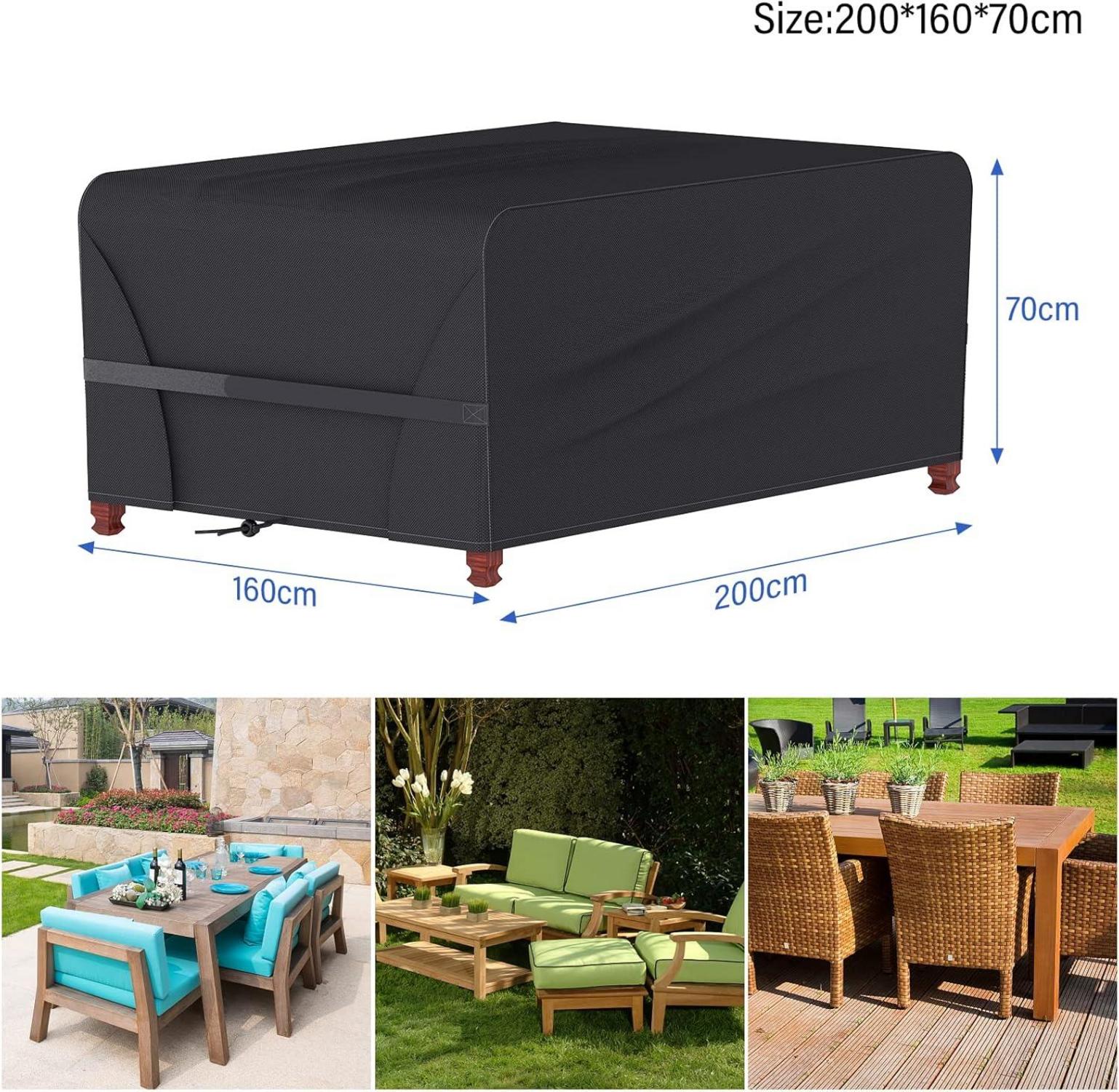 Schutzhülle Abdeckung 200x160x70cm für Gartenmöbel Wasserdicht Oxford-Gewebe